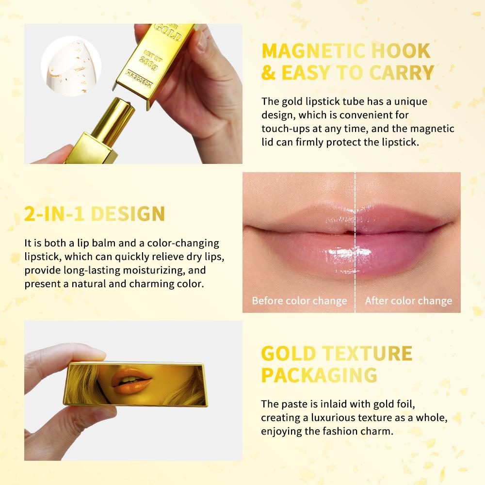 Hallowmas High-pigmented Gold Lipstick Shiny Metallic Matte Velvet Waterproof Long Lasting Sexy Gold Lip Gloss Women Lip Makeup