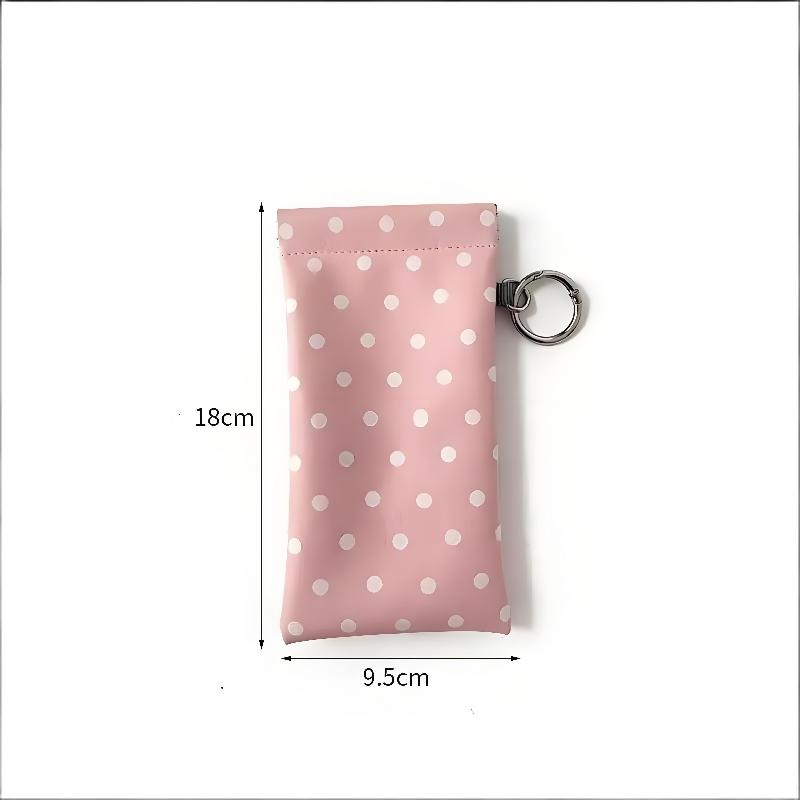 1Pc Polka Dot Eyeglass Pouch With Keychain Portable Scratch-Resistant Soft Glasses Case Storage Bag For Women Daily Use Travel