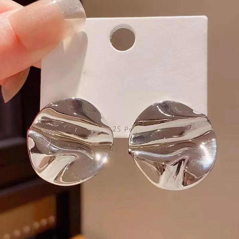 Geometric Irregular Gold Stud Earrings - European Minimalist Style