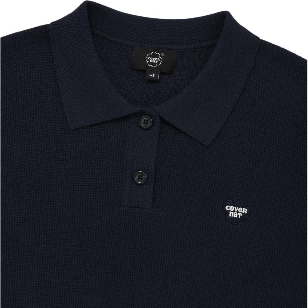 Covernat Ss24 Logo Polo Short Sleeve Knit Top Women tops Navy-Blue CO2402KT81NA