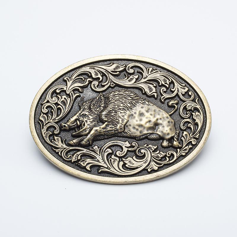 Trendy Wild Boar Leather Hip Hop Western Cowboy Belt Buckle