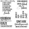 5 Stück Klarer Silikonstempel für Geburtstags Kartenherstellung Scrapbooking Deutsche Sprüche und Blumenstempel für Bastelverzierungen