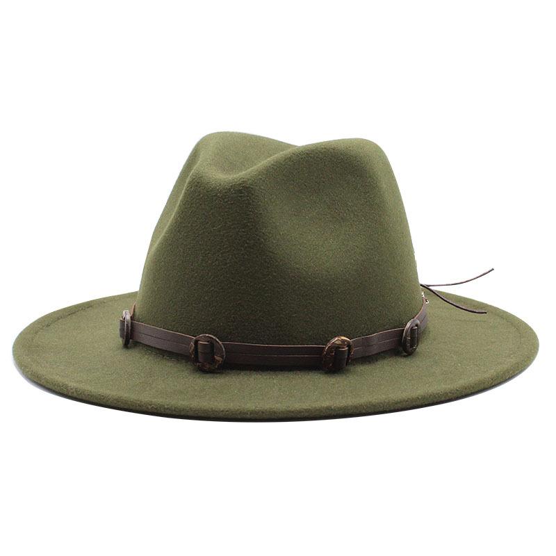 Woolen Top Hat Retro Flat-Brimmed Big Eaves Hat Minority Style Jazz Hat