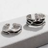 Couple Ring Thin Adjustable Open Band Stainless Steel Texture Minimalist Geometric Design Finger Ring Jewelry Gift