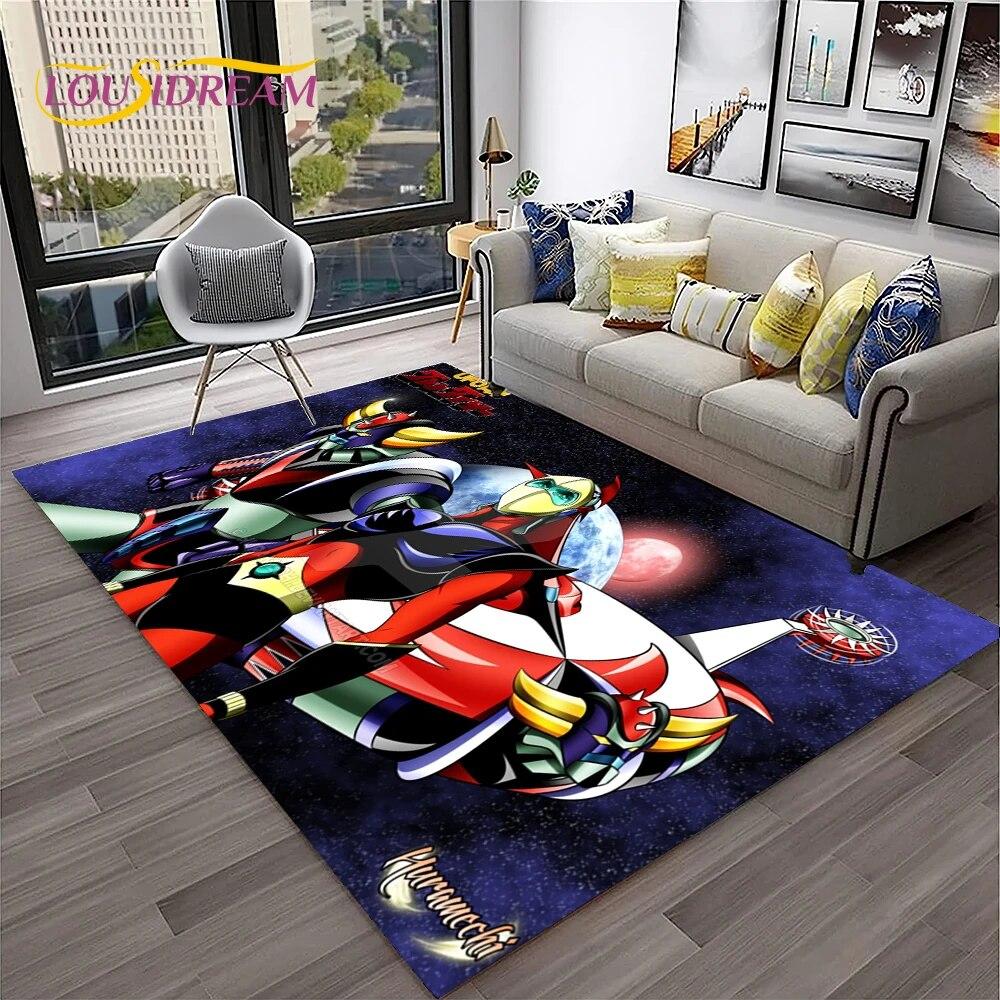 3D Cartoon UFO Robot Grendizer Anime Carpet Rug for Home Living Room Bedroom Sofa Doormat Decor,kids Area Rug Non-slip Floor Mat
