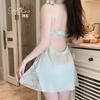 Pure Desire See-through Mesh Yarn Sexy Hollow Deep V Plus Chest Pad Backless Nightdress Robe Loungewear Set