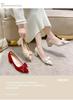 Velvet Pointed-Toe Chunky Heel Bridal Shoes - 2026 New Style, Comfortable High Heels for Women