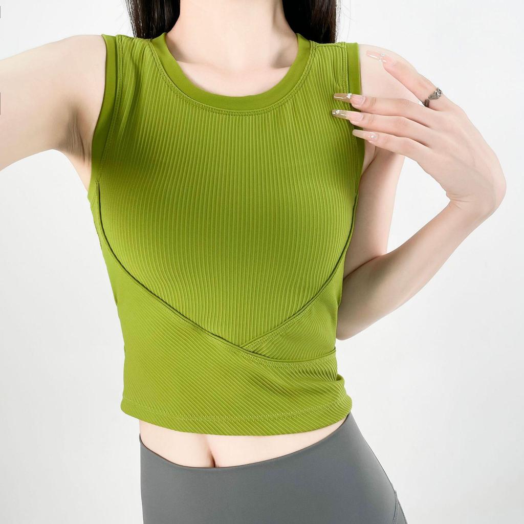 Women's Quick-Dry Sleeveless Yoga Vest with Chest Pad