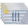 Vibrant Marine Art Placemats With Scattered Wave Design For Celebration Dinner Setting Cheerful Interior Decoration Easy Clean