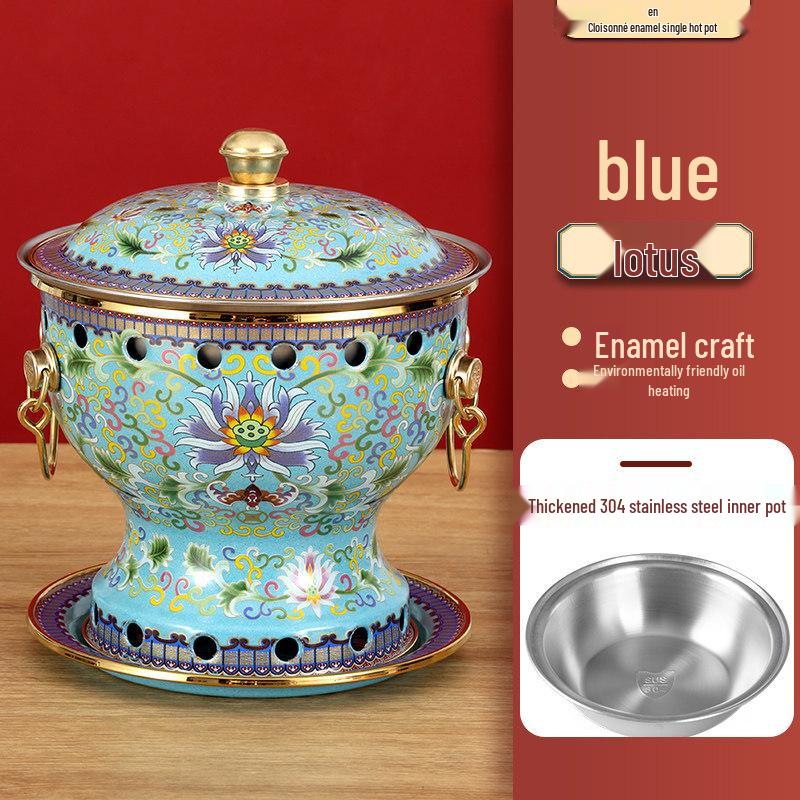 Yuzhu Copper Personal Hot Pot with Lotus Design