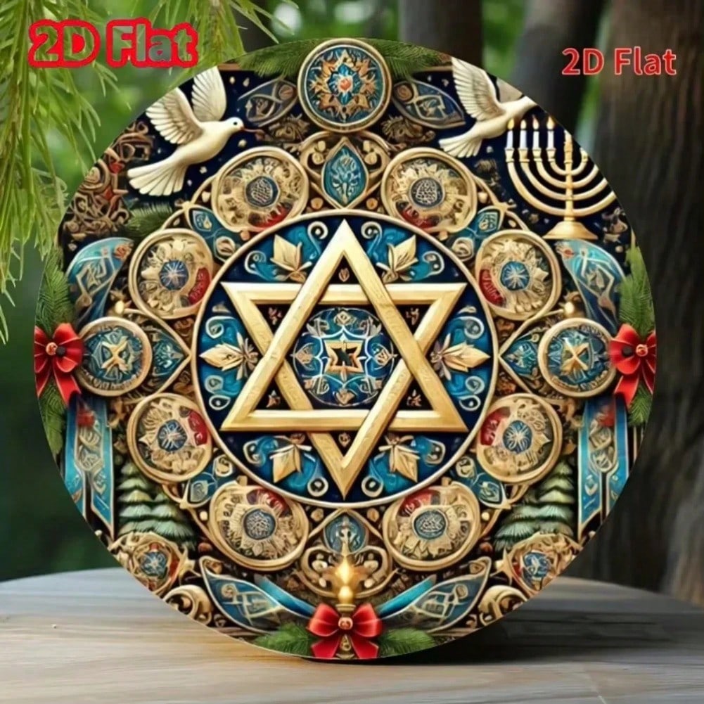 Металлический Декор Стены 2D Весенний Венок Паска Еврейский Праздничный Знак Домашний Декор Круглая Железная Арт 20x20 разноцветный