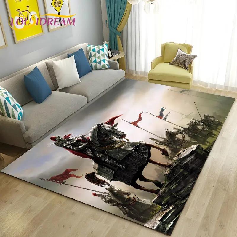 Knight Templar Cavalier Crusaders Game Area Rug Large,Carpet Rug for Living Room Bedroom Sofa Doormat Kitchen,Non-slip Floor Mat