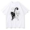 Unisexs Black White Cat Print Tshirt Summer Fashion Casual Tops For Unisex Streetwear Harajuku Oneck Short Sleeve Tops Tshirts