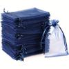 50pcs Navy Blue Organza Gift Bags Mesh Pouches Jewelry Wedding Birthday Party Favors Candy Bag Party Favor Bags with Drawstring