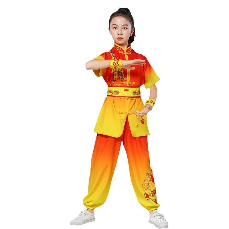 Kids Martial Arts Performance Costume Drumming Competition Performance Wear Chinese Kung Fu Competition Practice Training Wear Tai Ji Suit Suit