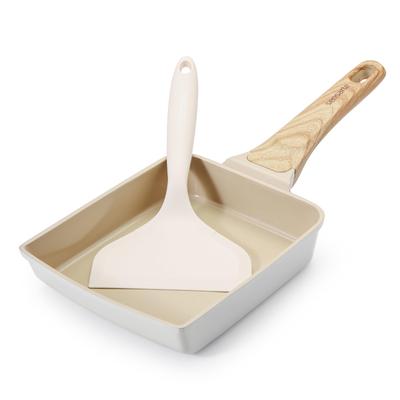 SENSARTE Tamagoyaki Frying Ceramic Includes IH Gas Fire PFOA Easy To Easy To Comes with Khaki Color Pan, Coating, Spare, 18cm15cm, Compatible,