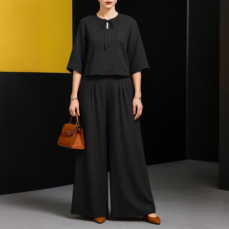 ZANZEA Bluză și pantaloni cu mâneci 3/4 pentru femei Seturi de costume casual din două piese