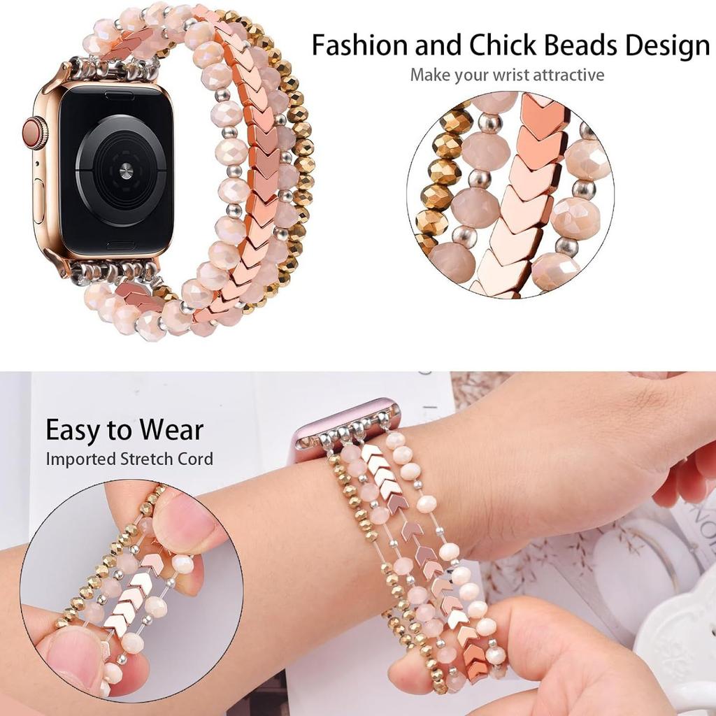Bracelet Link Beads Strap For Apple Watch Band Women 38/40/41/42/44/45/49mm Bracelet Iwatch Series 8 7 Se 3 4 5 6 Ultra Band