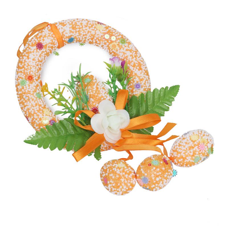 

Пасхальное украшение, венок для входной двери, имитация цветка, милый кролик, подвесное украшение для пасхального украшения, забавное пасхальное яйцо