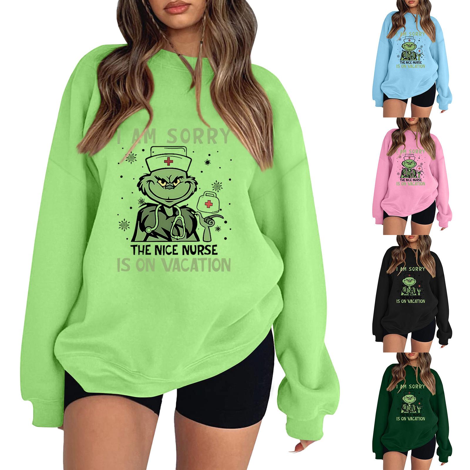 

Women s Fashion Casual Long Sleeve Christmas Printed Sweatshirt