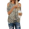 Elegante T-shirt da Donna con Stampa Leopardata e Design Cold Shoulder Perfetta per l'Estate