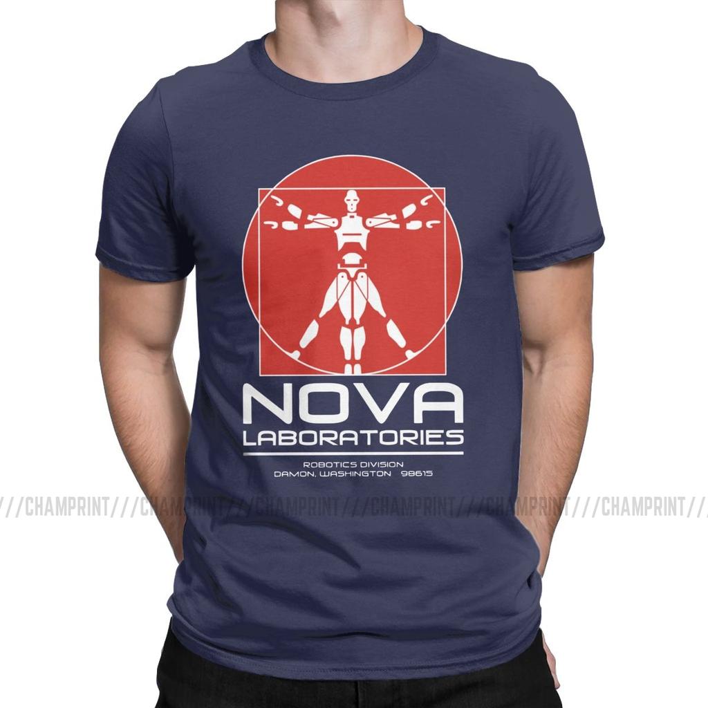 Awesome Nova Laboratories Short Circuit TShirts Men 100 Cotton T Shirt Johnny 5 80s Retro Robot Movies Tee Shirt 6XL Tops