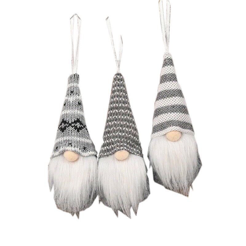 Tree 3x Christmas Hanging Gnome Plush Gonk Santa Doll Pendants Decoration Xmas