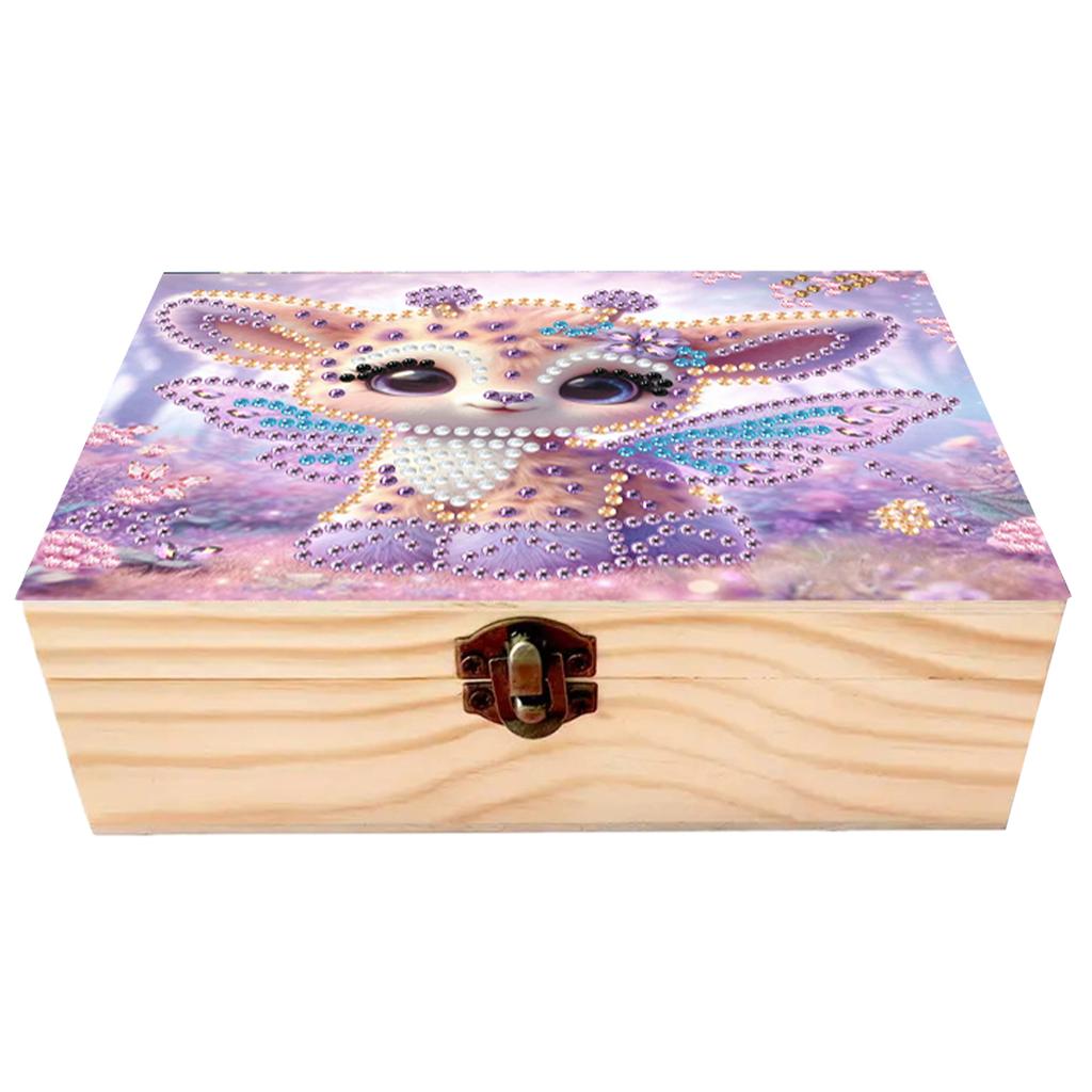 5D DIY Diamond Art Wooden Rhinestones Decorative Storage Box Crystal Storage Case Kit for Home Car Desk Decoration Craft