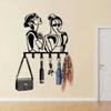 Bohemian Style Metal Key Holder Wall Decor with Hat Rope 11.81 Inch Modern Face Design for Home Office Kitchen Unique Gift