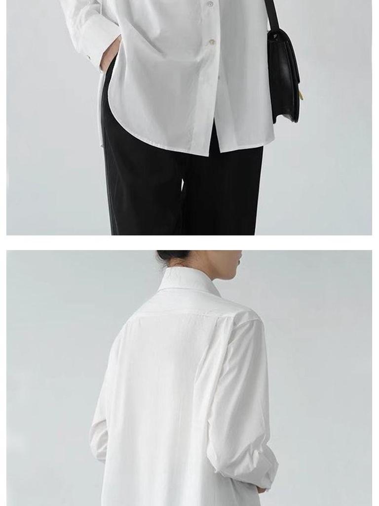 Rose Red Cotton Long-Sleeve Women's Shirt: Loose Fit, Slimming, Fashionable, Skin-Brightening - 2026 Spring Collection, Perfect for Commuting.