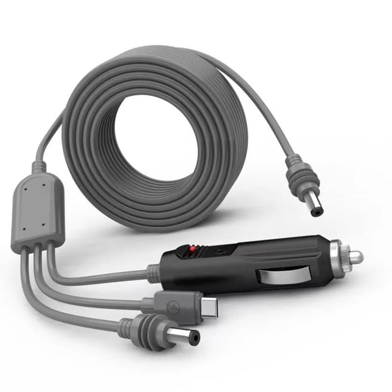 Compact 12V Three-Port Car Charger with DC5521 Sealing Ring for Cigarette Lighter