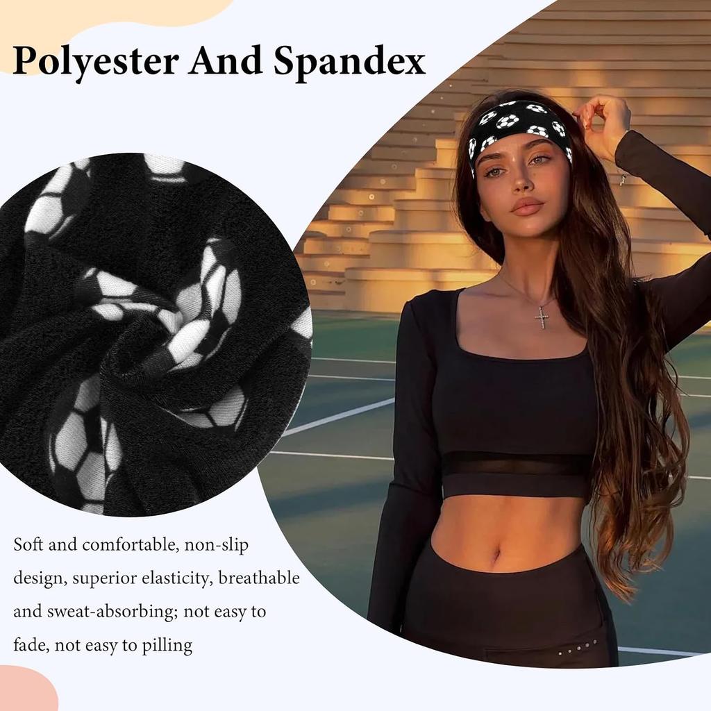 6 Pcs Soccer Headbands for Women Girls Elastic Sweatband Headbands Adjustable Athletic Headband for Daily, Running, Football