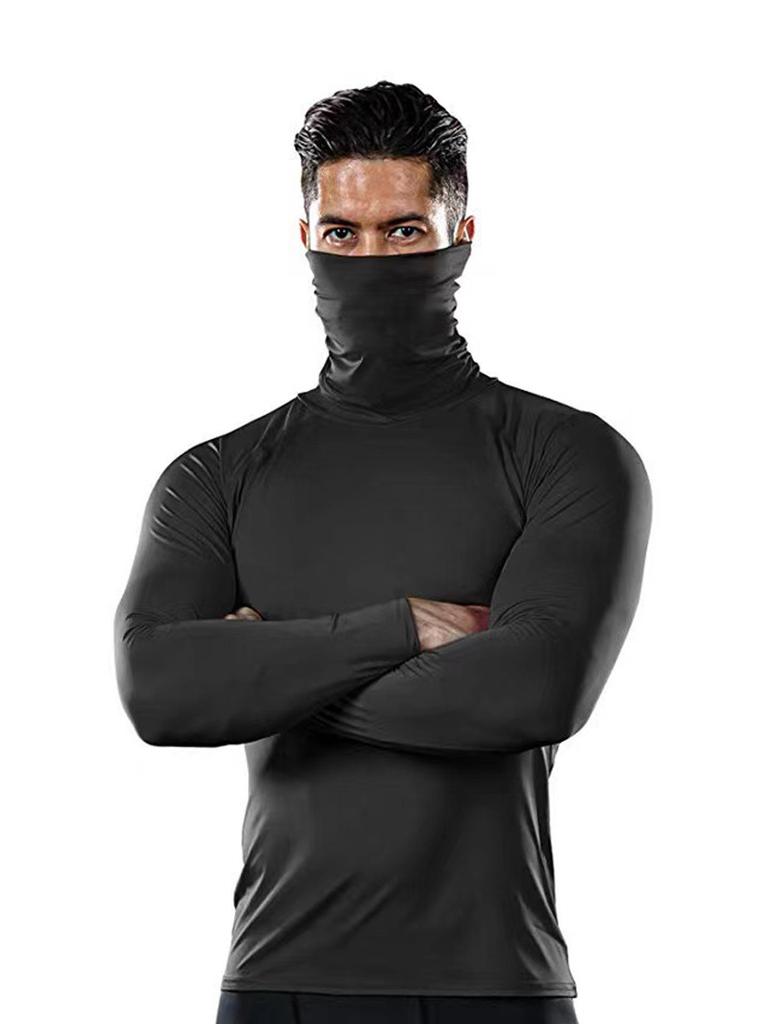 Herren Thermisches Fleece Laufshirt mit hohem Kragen