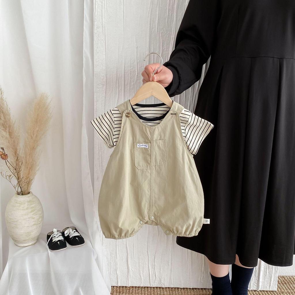 2025 Korean Summer Baby Overalls Set - Unisex Romper Two-Piece