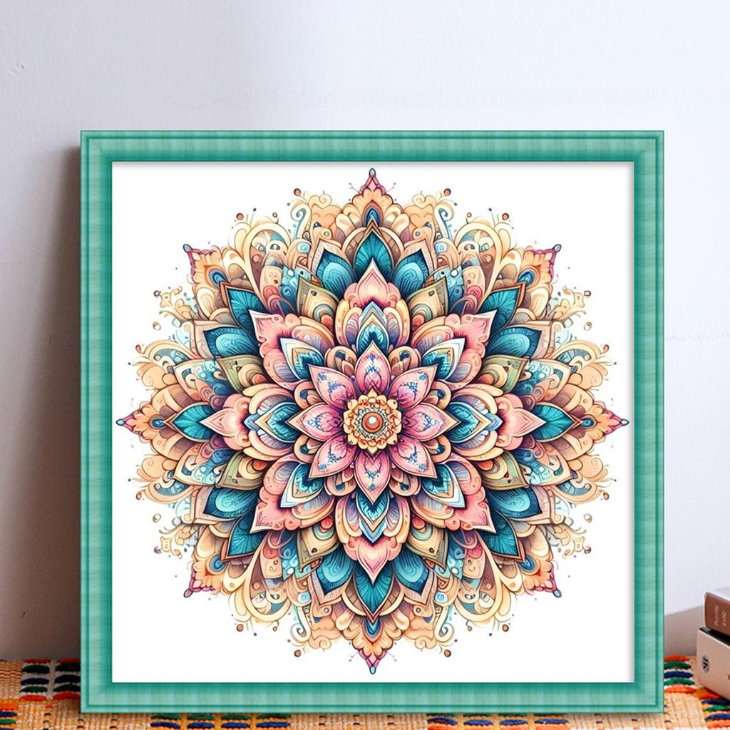 Mandala Full 11CT DIY Stamped Needlework Embroidery Kit 40x40cm Printed Cross-Stitch Kits for Beginners Adults Home Decor