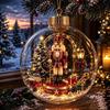 1Pcs Santa Claus Themed Clear Plastic Christmas Ball Ornament Led Light Hanging Decor For Christmas Tree Party Decoration