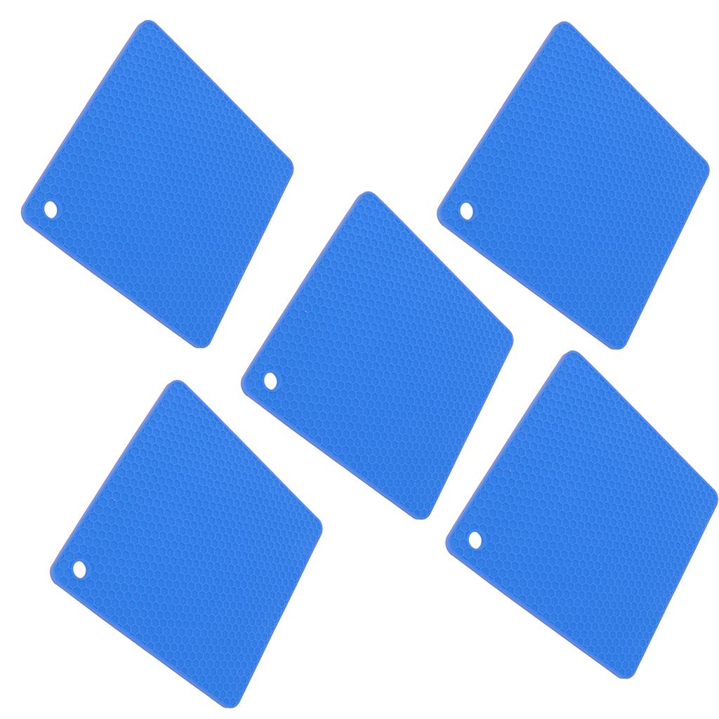 5 Stück Silikon Topflappen Matte Hitzebeständig Rutschfest Quadrat Waben Untersetzer Matte Hitzepads für