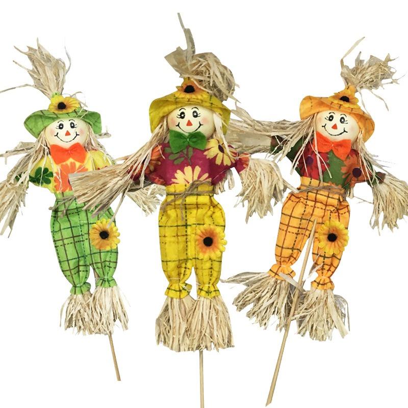 Cute Halloween Scarecrow Ornament Small Standing Scarecrow Welcome Sign Cartoon Garden Scarecrows Ornament Home Ornament