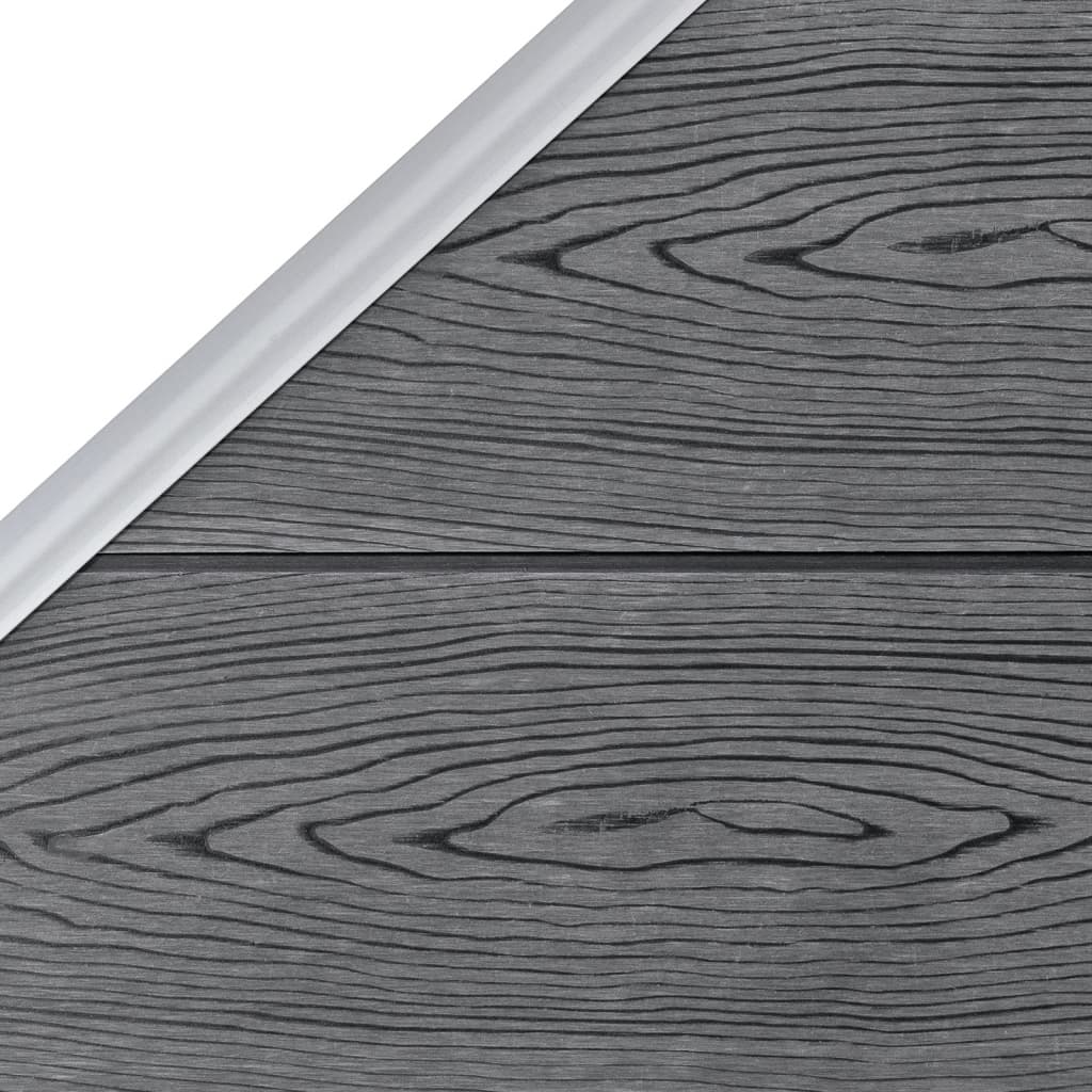 WPC Fence Set 2 Square Panels + 1 Diagonal Panel 446 X 186 Cm Grey