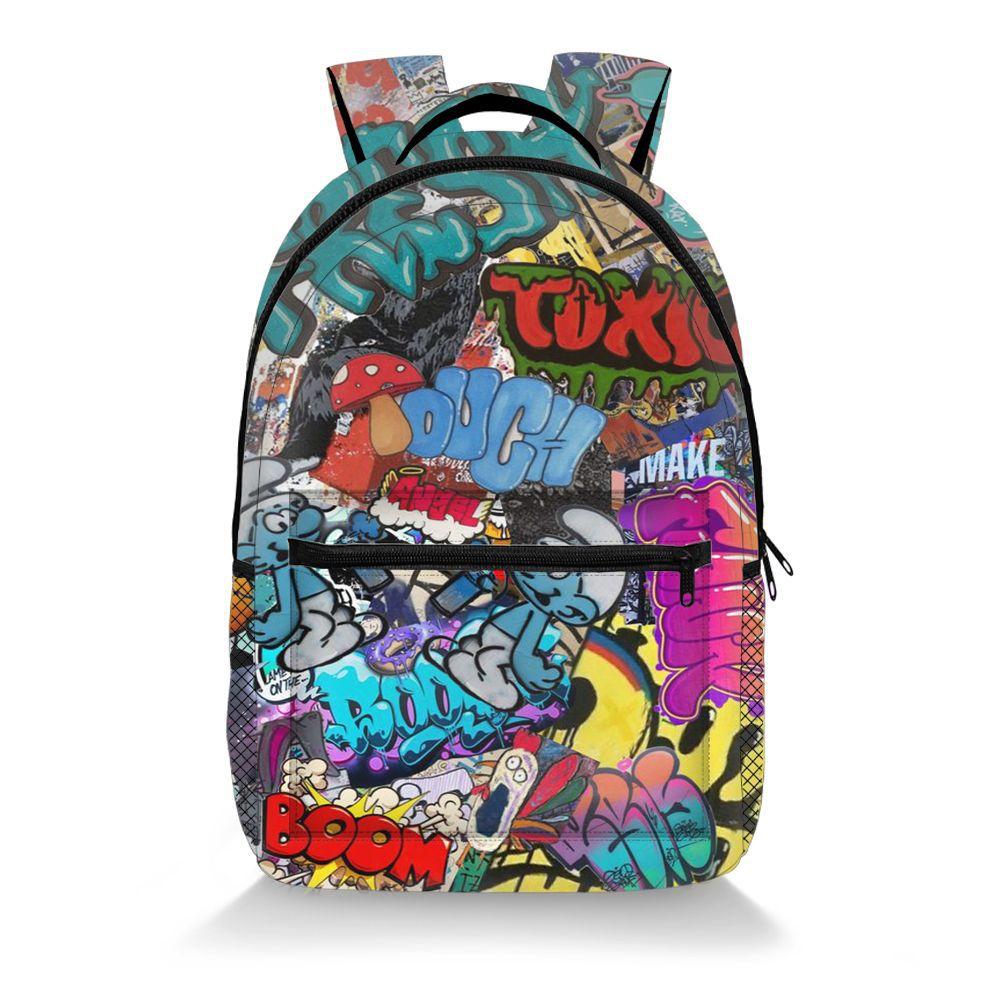 Hip Hop Populaire Kleurrijke Geometrie student Schooltas Notitieboek Rugzakken 3D Print Oxford Waterdicht Jongens/Meisjes Reisrugzakken