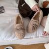 2025 Autumn and Winter New Woolen Wool Bow Thick-soled Round Head Velvet Sweet Warm Women's Single Shoes Cotton Shoes