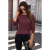 Women's Solid Color Crew Neck Loose Long Sleeve Patchwork T-shirt Top  Fall Winter New For Cross-border Trade