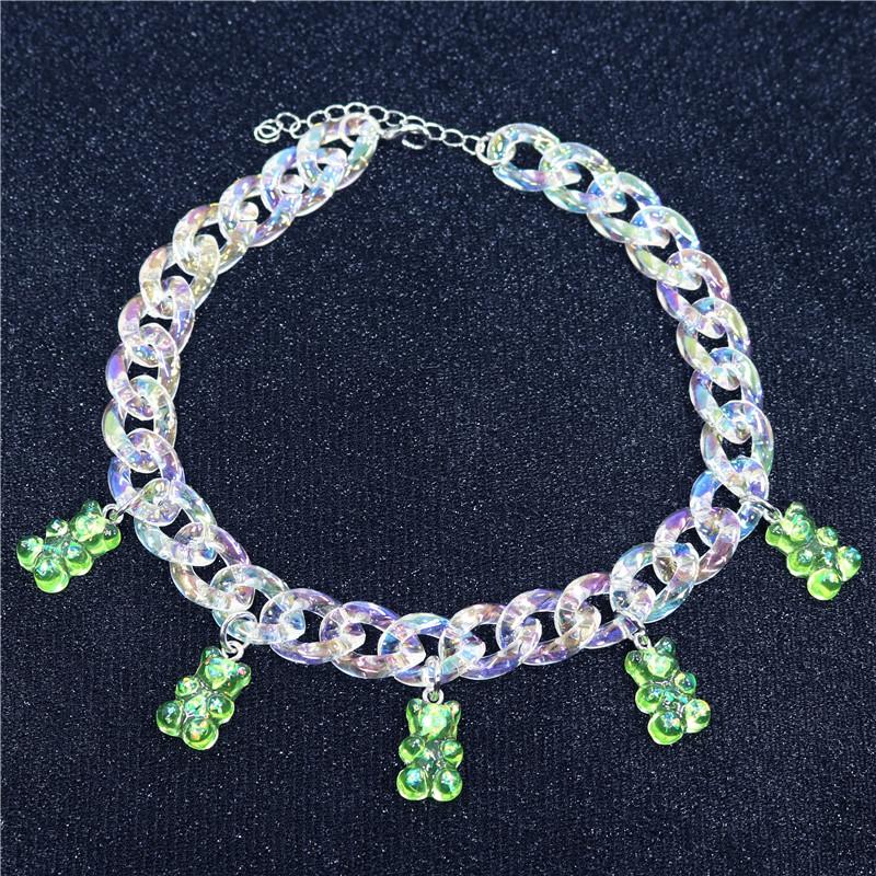Shining Acrylic Handmade Candy Color Cute Judy Cartoon Bear Charm Necklace For Women Girl Daily Jewelry Party Gifts
