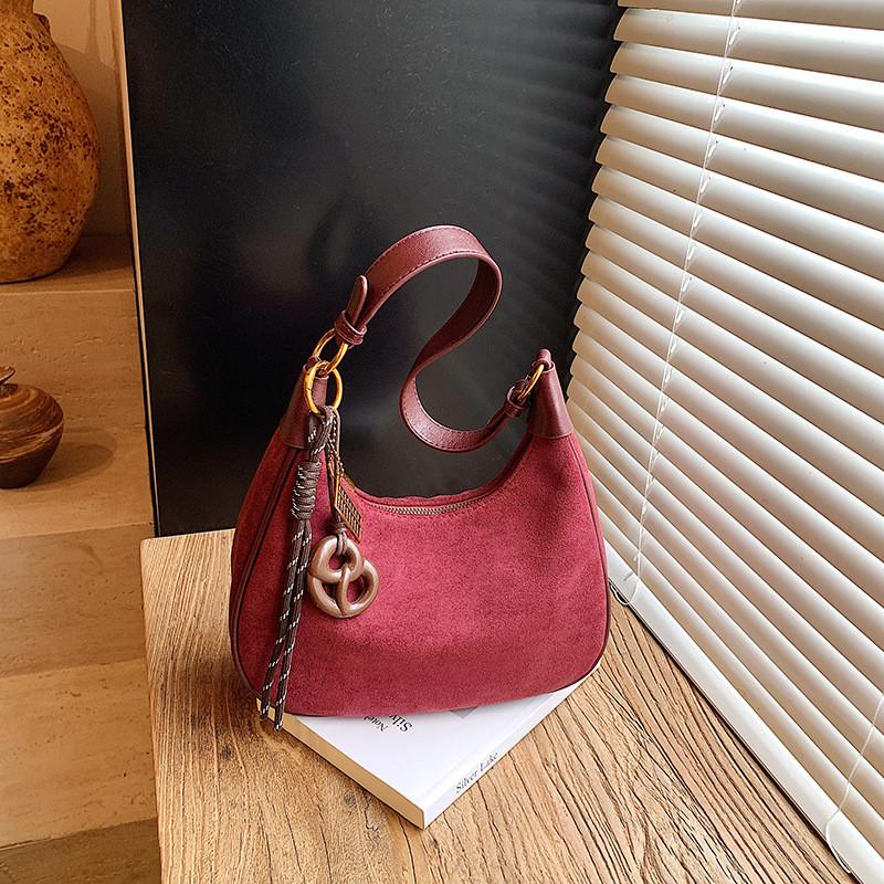 IELGY Ladies Messenger Bag Suede Fashion Retro Frosted Dumpling Bag
