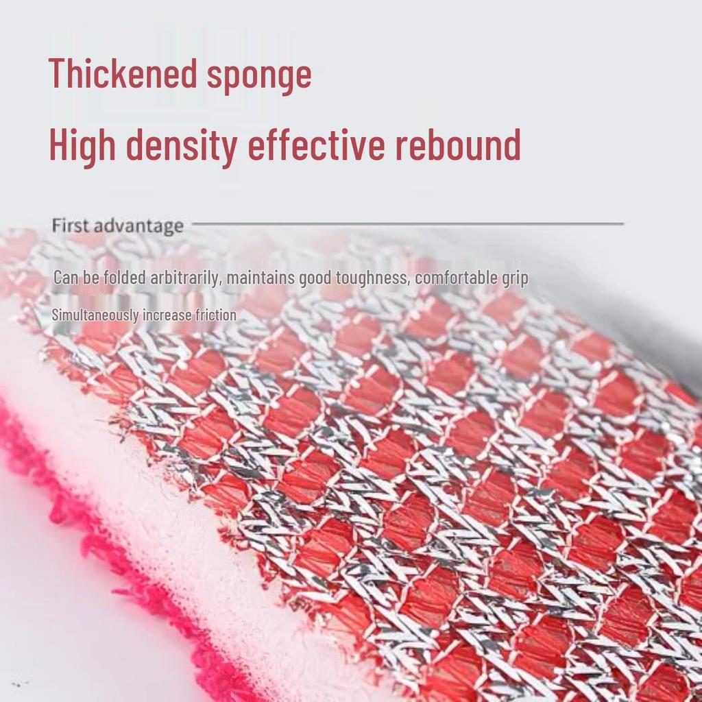 Dual-Sided Non-Shedding Figure-Eight Dishwashing Sponge with Silver Wire for Multi-Functional Cleaning