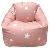 GINGER HOME Little Stars Pouf Child Armchair, 100% Cotton, Pink with Stars, 55x44x55 Cm
