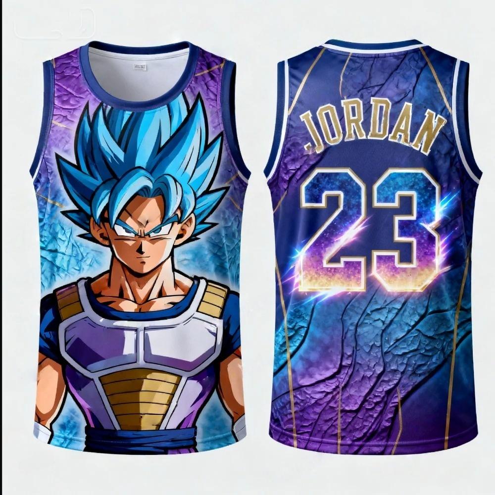 FamilyMatching 2026 New Version Dragon Ball Z Vegeta Special Edition Basketball Jersey Jordan Basketball Sports Vest Set