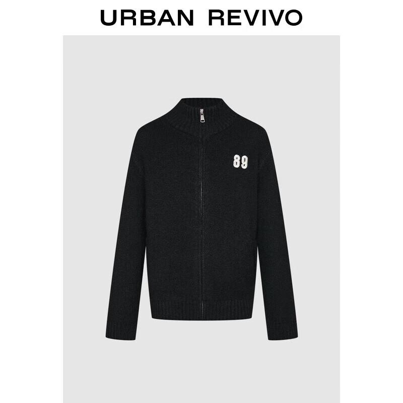 

UR Men s Colorblock Numeric Embroidery Zipper Knit Cardigan XS
