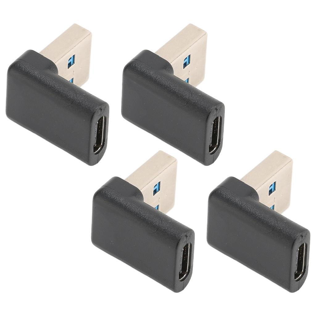 4pcs USB Type C Right Angle Adapter 10Gbps Transmission Portable USB Male To Type C Female Adapter for Laptops Desktops