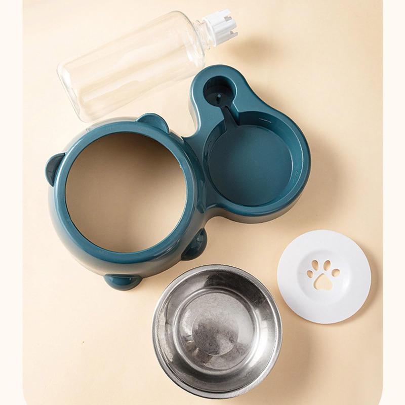 2 In 1 Pet Feeding Bowl Set Automatic Water Dispenser Anti-overflow Detachable for Small Dogs Cats Pet Grooming Shop Use
